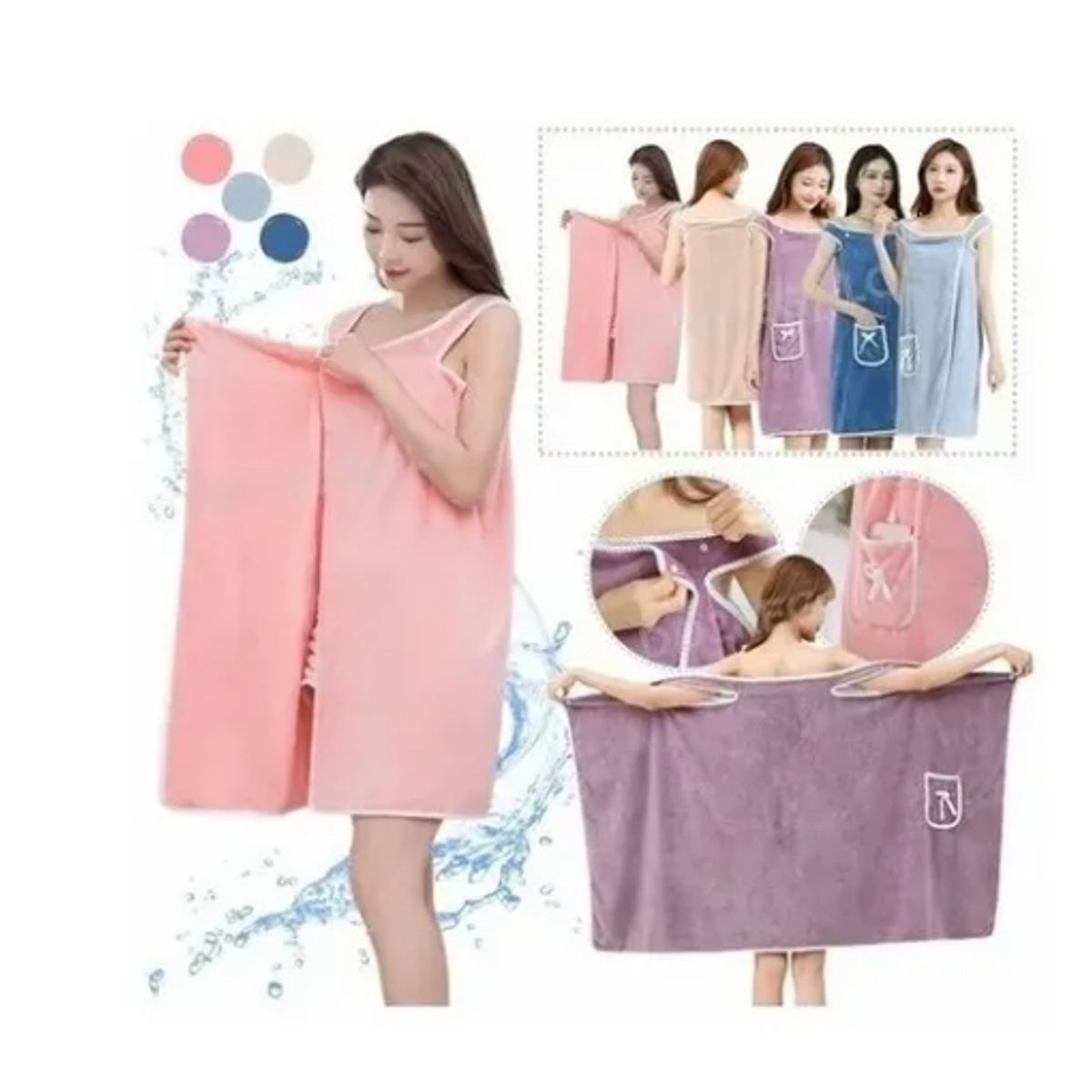 GENERICO - Albornoz Súperabsorbente Familiar Hombre Mujer Bata De Noche Azul