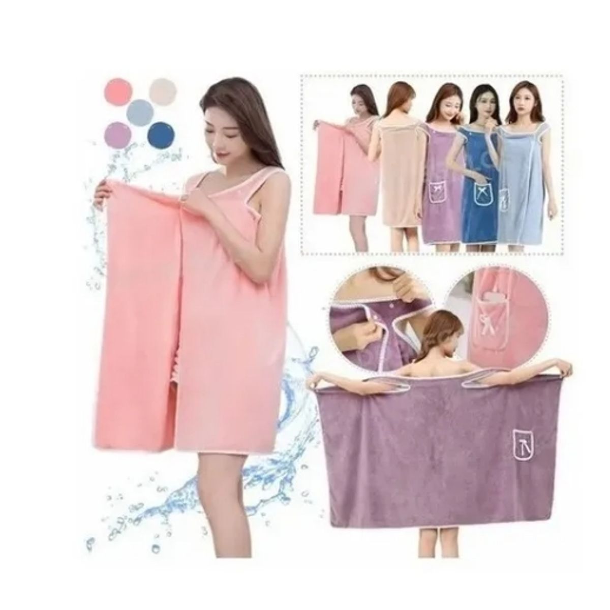 GENERICO - Albornoz Súperabsorbente Familiar Hombre Mujer Bata De Noche Azul