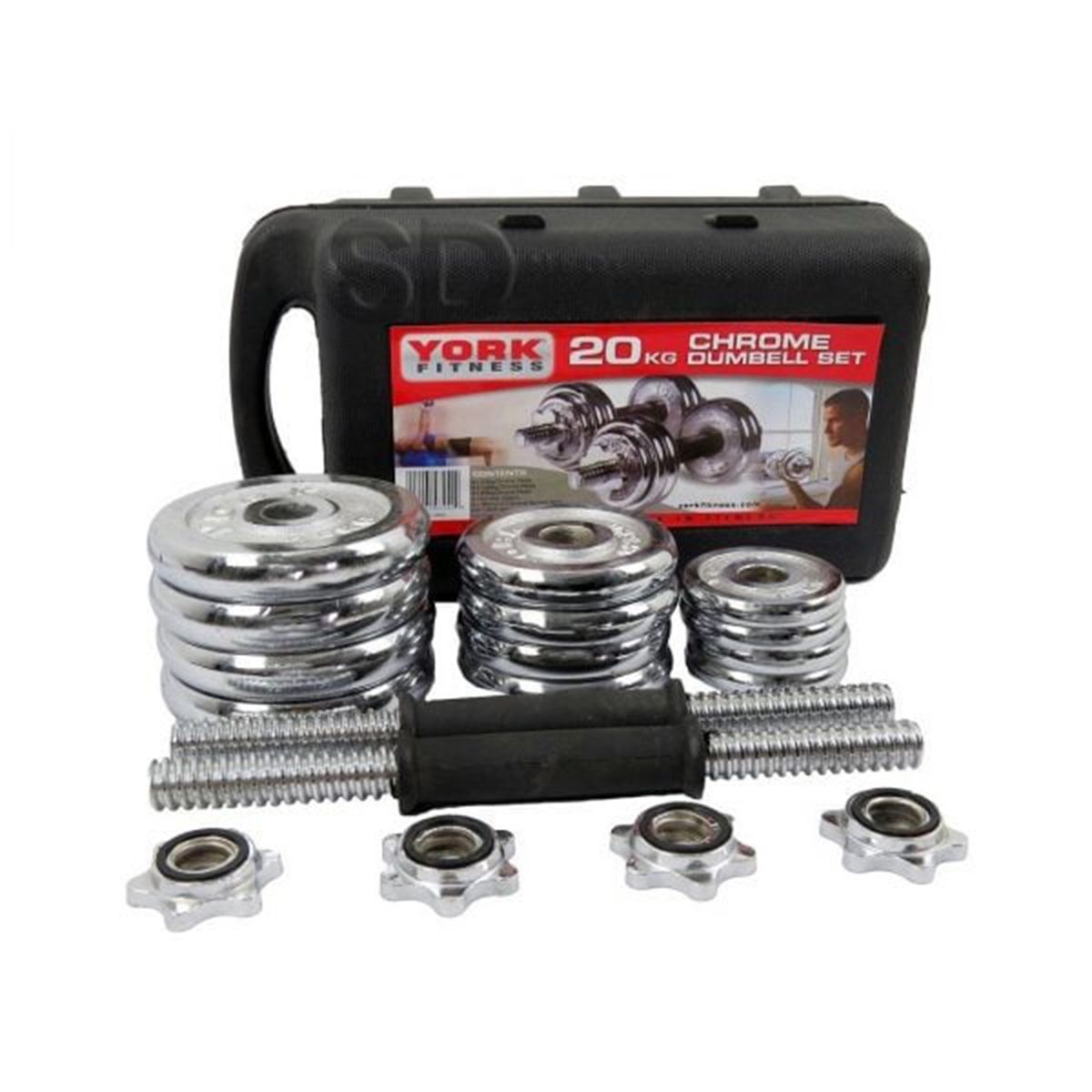 SDFIT - Mancuernas Cromadas York Maletín Set 20 KG