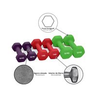 Mancuernas de Neopreno Set 6 KG (Par de 0,5 Par + 1,0 + 1,5)