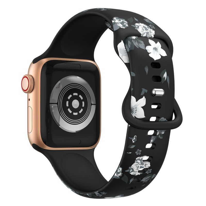 GENERICO - Correa Banda Diseño Iwatch Applewatch Flor Negra 42-44-45MM