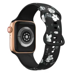 GENERICO - Correa Banda Diseño Iwatch Applewatch Flor Negra 42-44-45MM