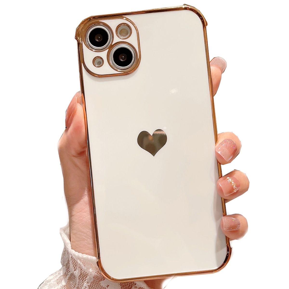 GENERICO - Carcasa Corazones Para iPhone 13 / 14 Blanco