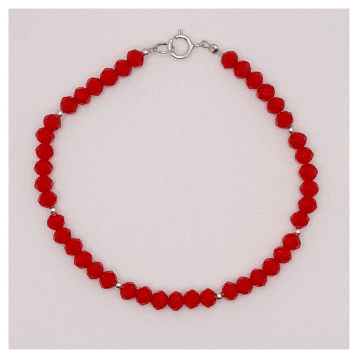 CAT JOYAS - pulsera cristales roja con plata