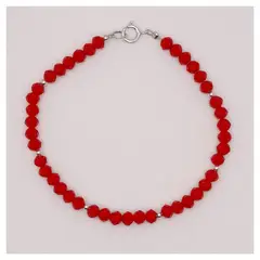 CAT JOYAS - Pulsera cristales roja con plata