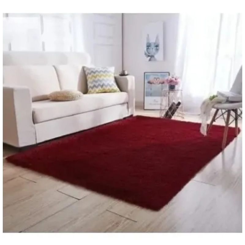 GENERICO - Alfombra peluda tipo Shaggy 240cm x 200cm Burdeo