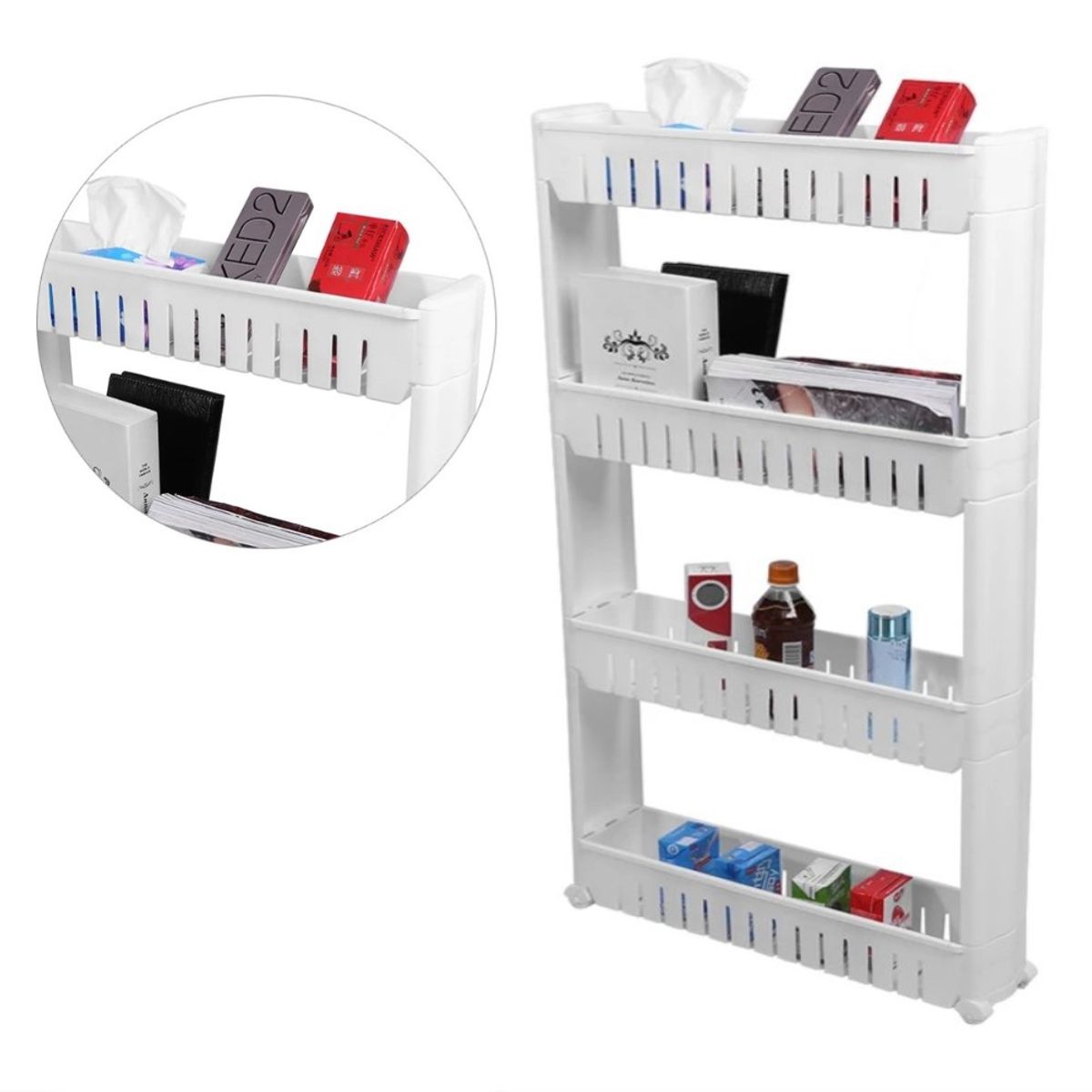 GENERICO - Organizador Estante de 4 Niveles con ruedas Multiuso Baño Cocina