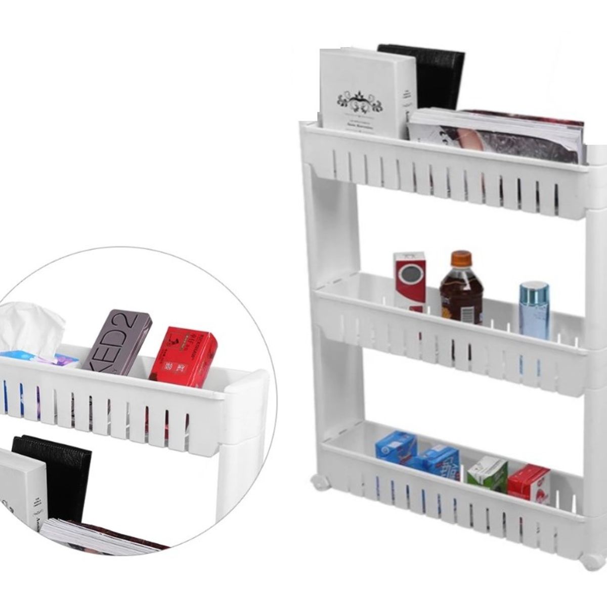 GENERICO - Organizador Estante de 3 Niveles con ruedas Multiuso Baño Cocina