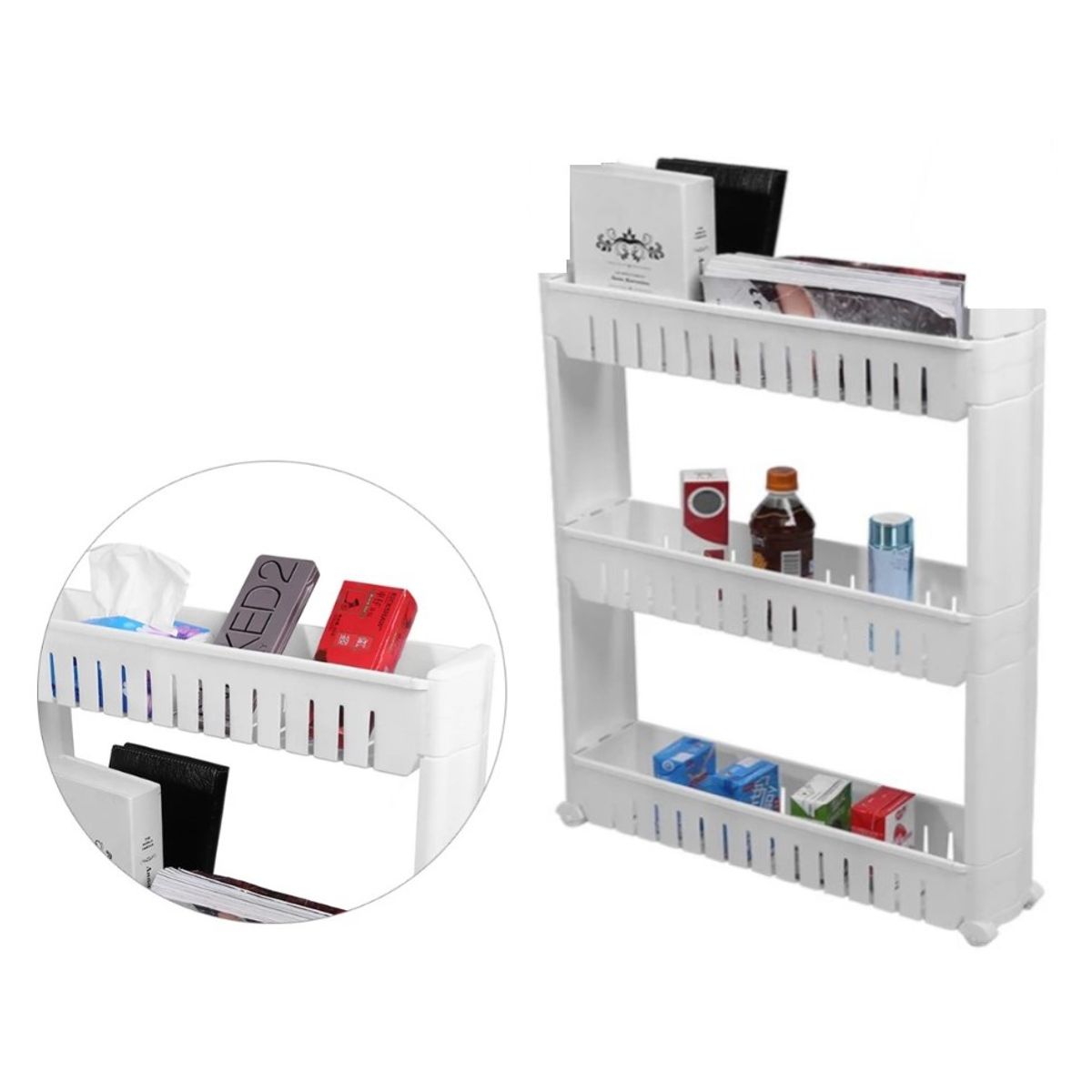 GENERICO - Organizador Estante de 3 Niveles con ruedas Multiuso Baño Cocina