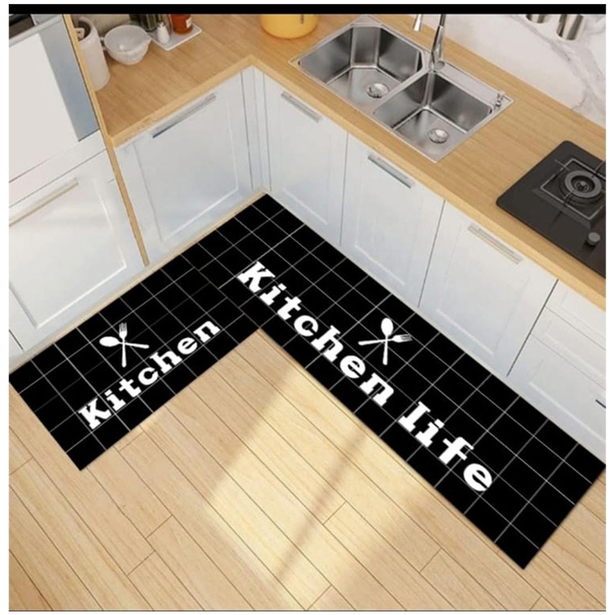 GENERICO - Pack de 02 Alfombra para Cocina con Antideslizantes.