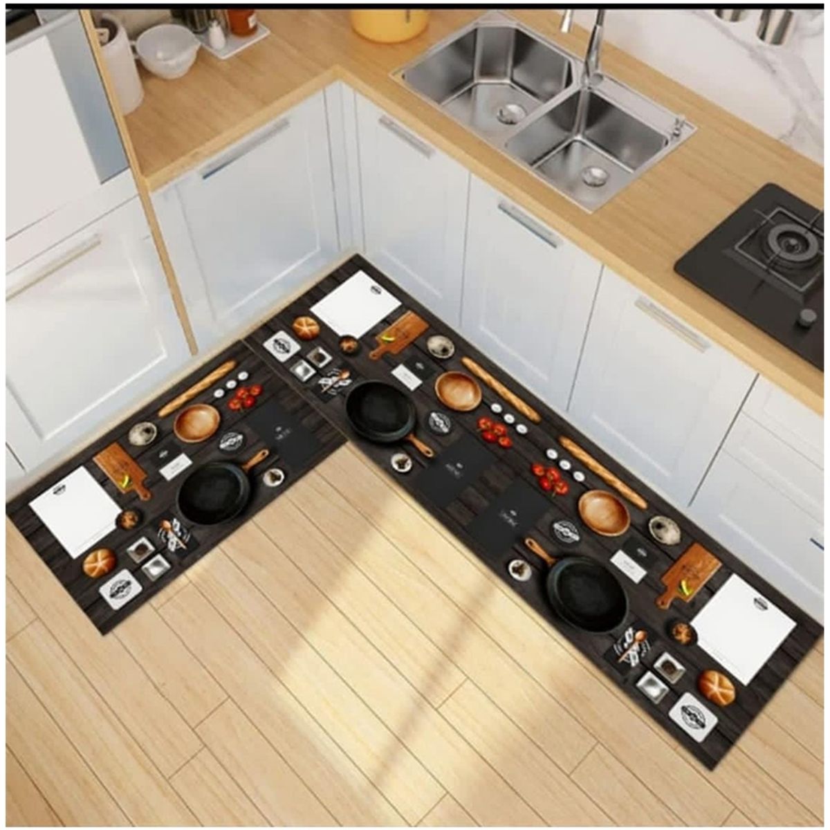 GENERICO - Pack de 02 Alfombra para Cocina con Antideslizantes.
