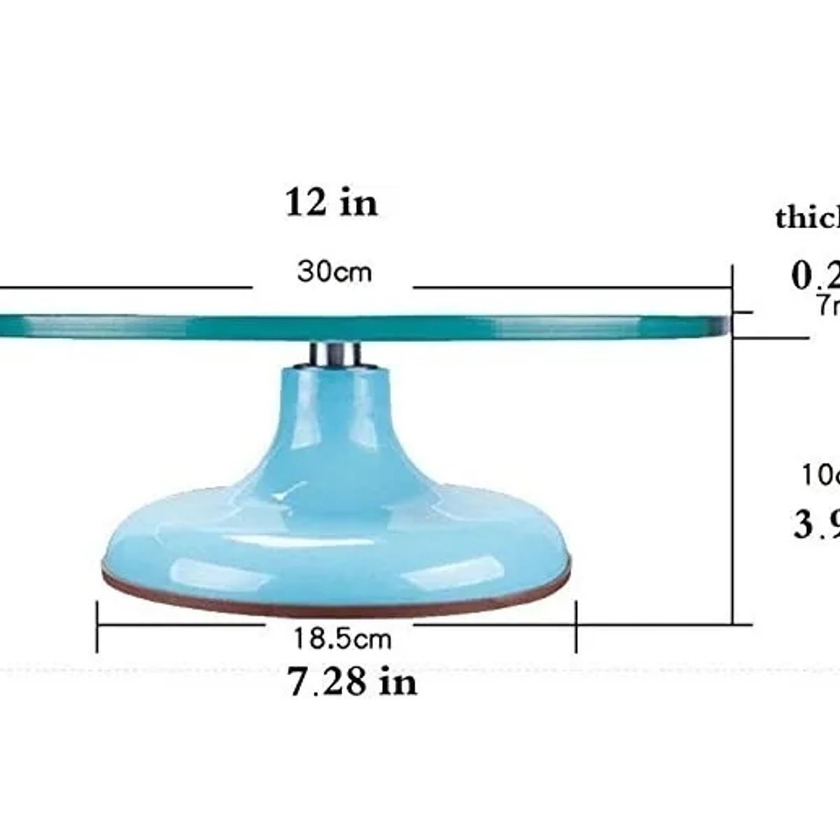 GENERICO - Base Giratoria Tortas Plato Giratorio Base Vidrio Azul 30cm
