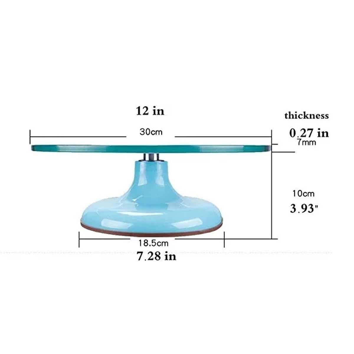 GENERICO - Base Giratoria Tortas Plato Giratorio Base Vidrio Azul 30cm