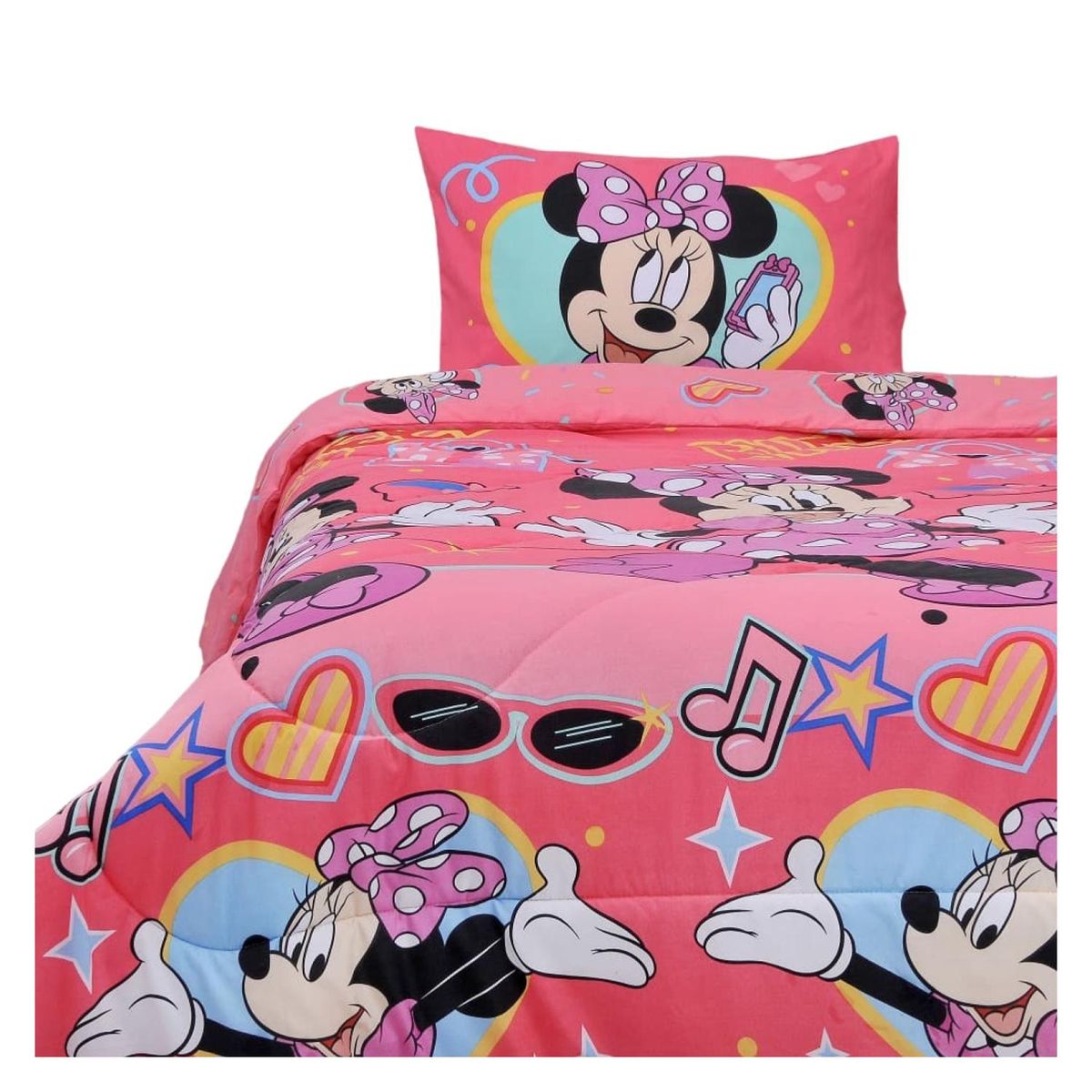 MASHINI - Plumon 1.5 Plazas Microfibra Infantil Rosado Minnie Mouse