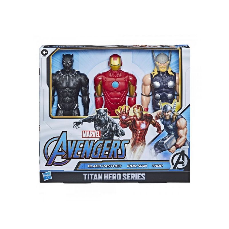 HASBRO - Pack 3 Figuras Titan Hero Black Panther Ironman Thor Hasbro