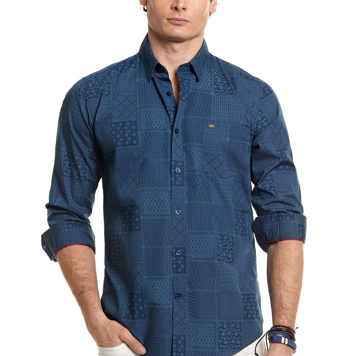 FEROUCH - Camisa Estampada Georgia Fj Azul Ferouch