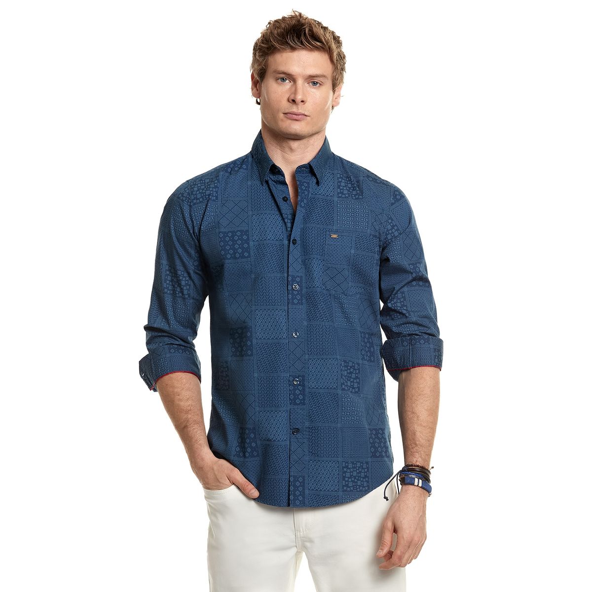FEROUCH - Camisa Estampada Georgia Fj Azul Ferouch