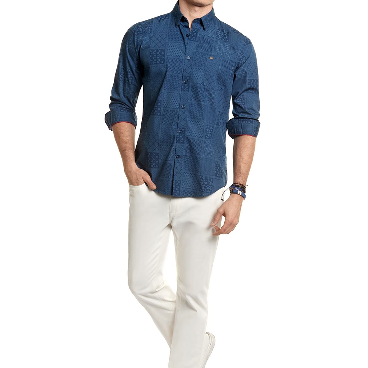 FEROUCH - Camisa Estampada Georgia Fj Azul Ferouch