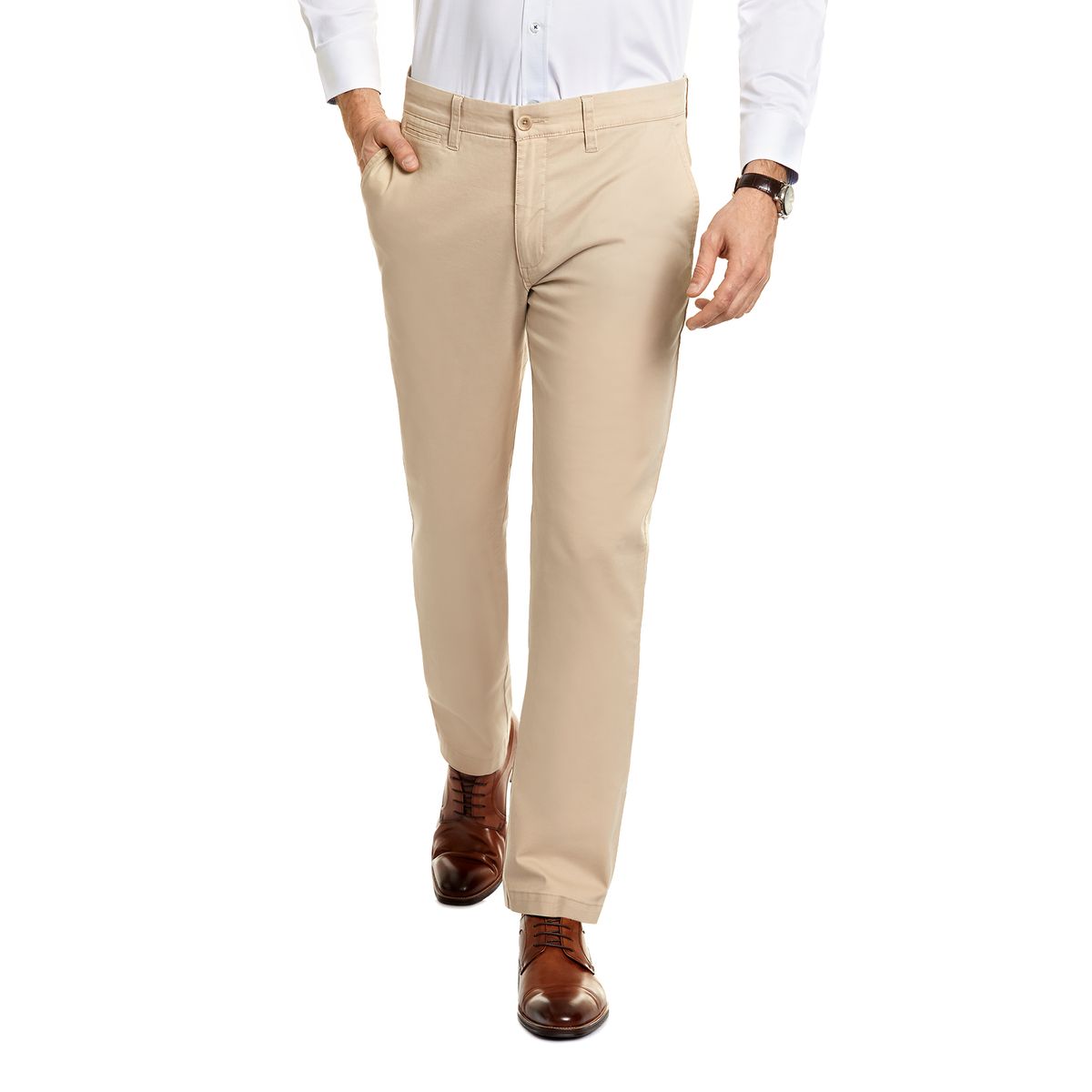 FEROUCH - Pantalón Twill Sin Pliegues L/33 Beige Ferouch