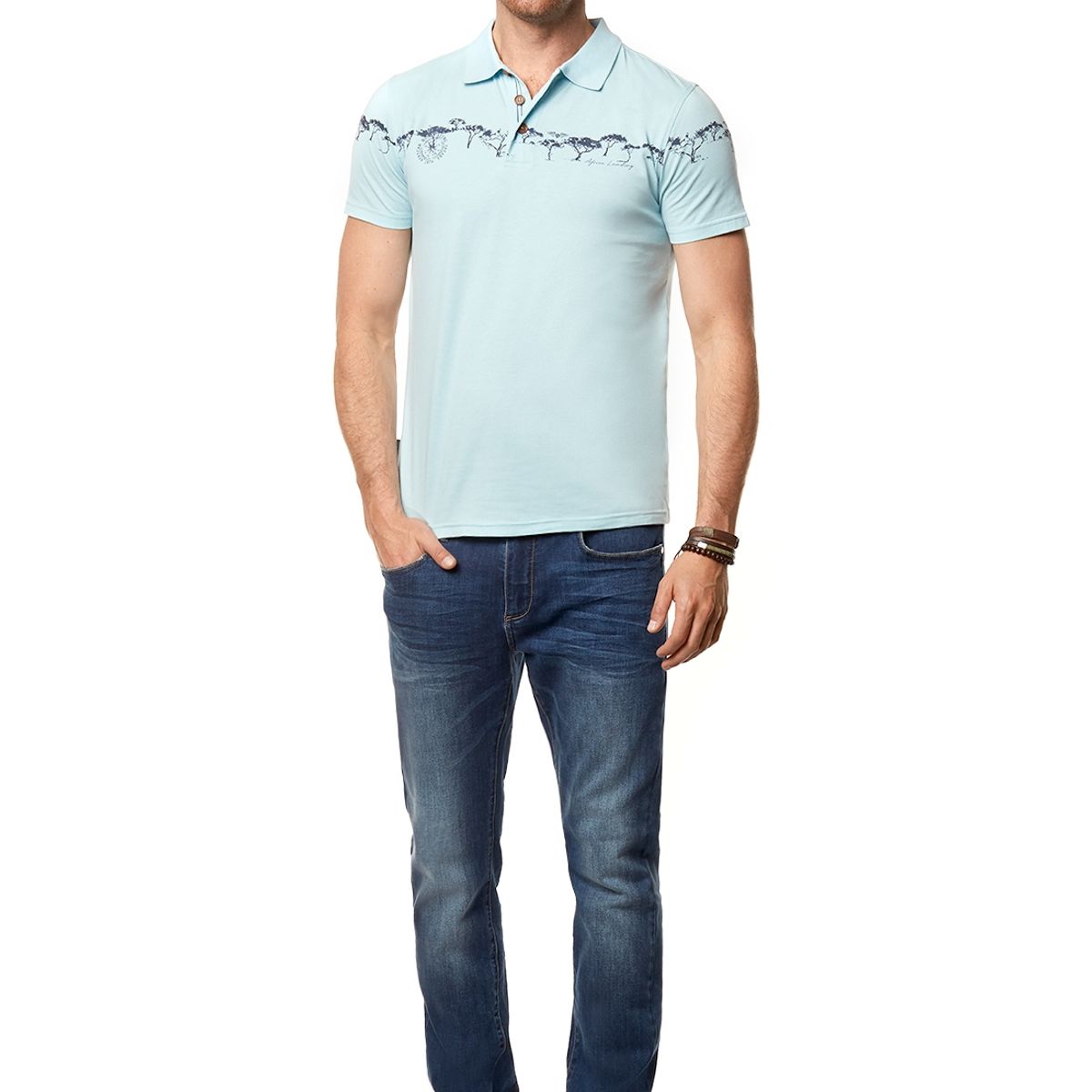FEROUCH - Polera Polo Wisconsin Celeste Ferouch