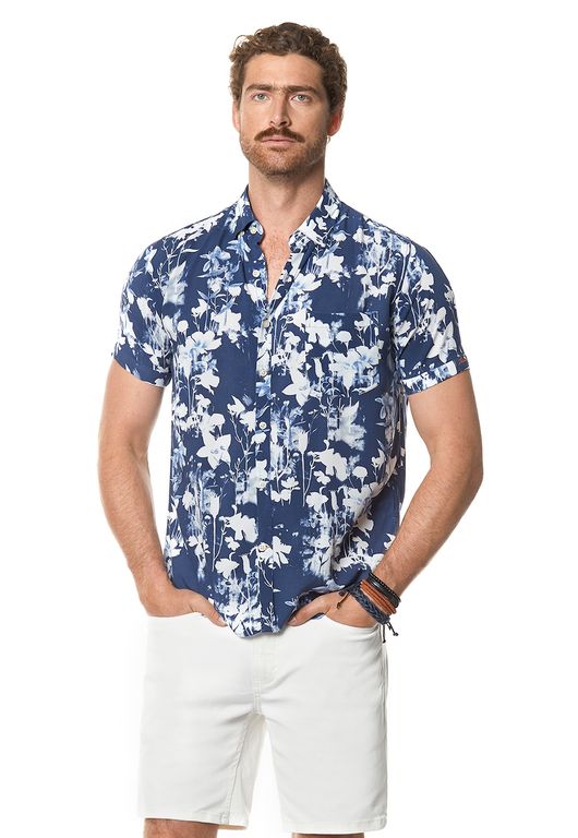 Camisa Estampada Oregon Fj Azul Azul S