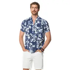 FEROUCH - Camisa Estampada Oregon Fj Azul