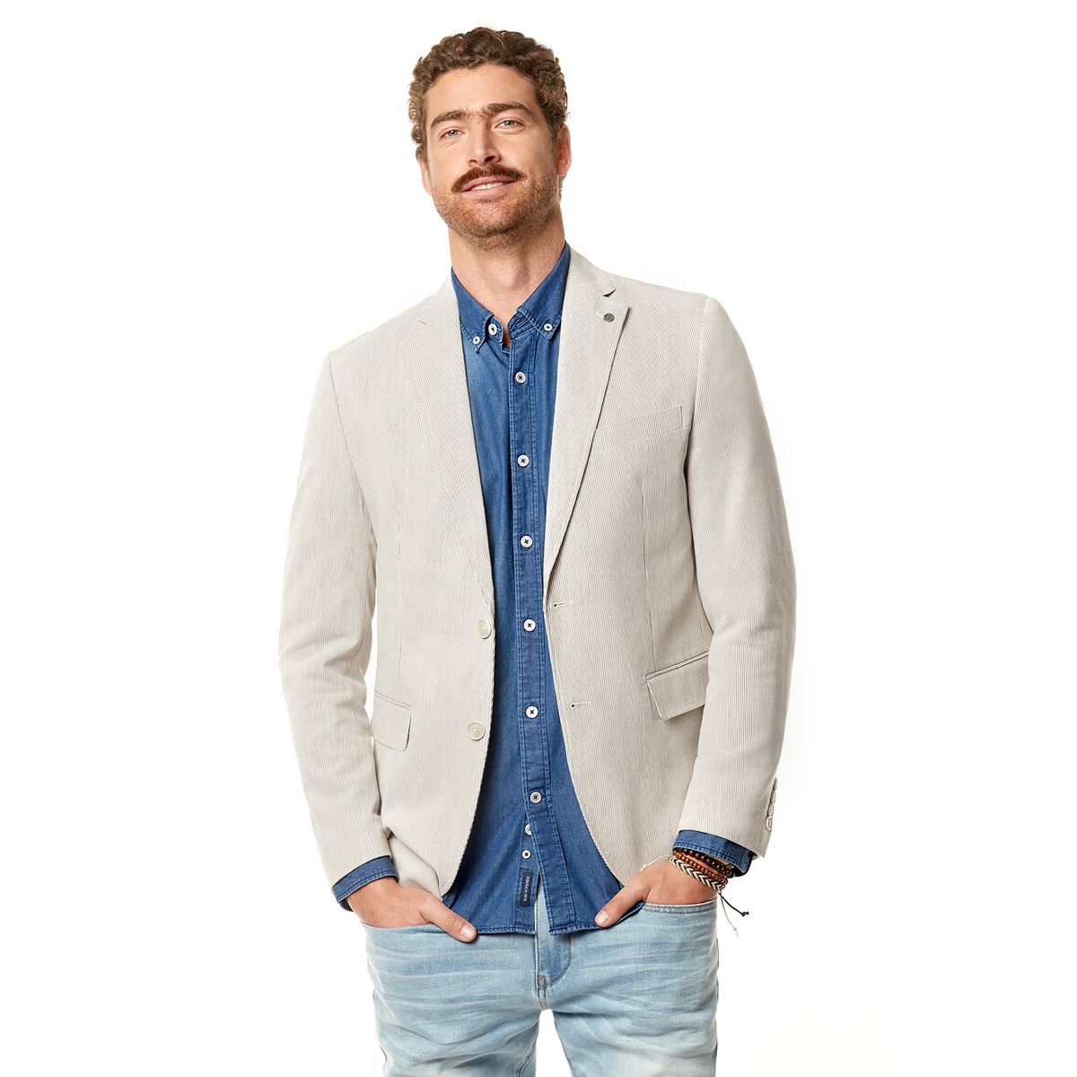 FEROUCH - Blazer Striped Beige Ferouch