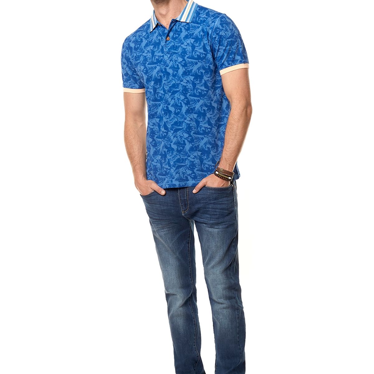 FEROUCH - Polera Polo Hawaii Celeste Ferouch