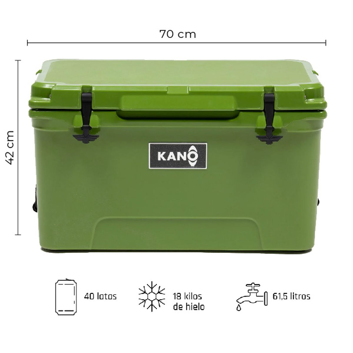 KANO - Cooler Nevera Rígida San Rafael 65QT Verde Kano