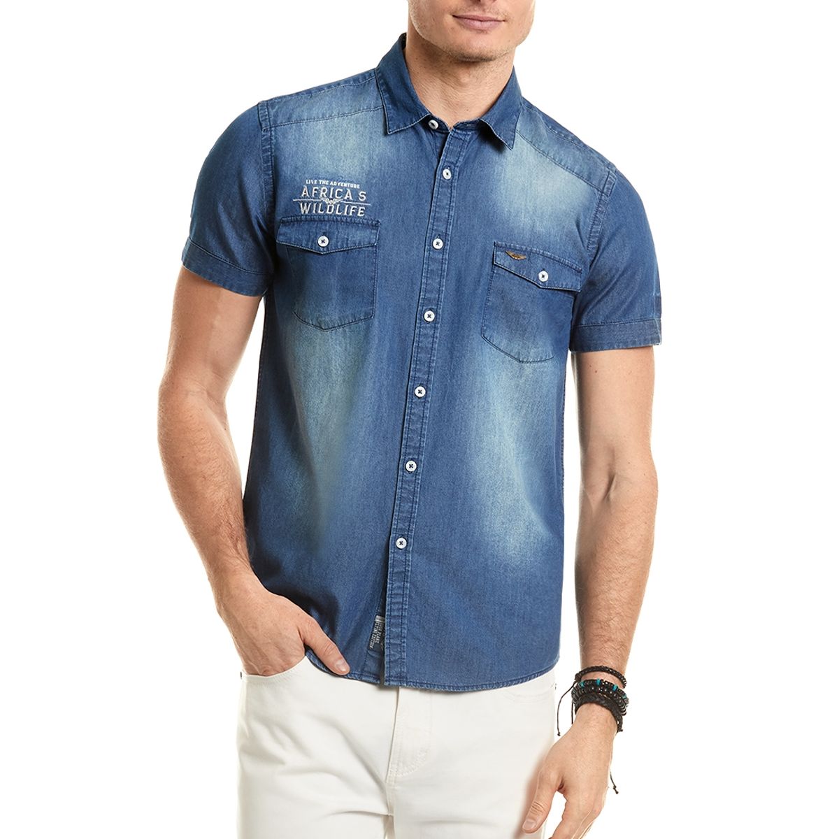 FEROUCH - Camisa Denim Patch Fj Azul Ferouch