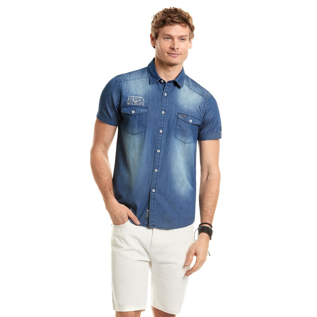 FEROUCH - Camisa Denim Patch Fj Azul Ferouch