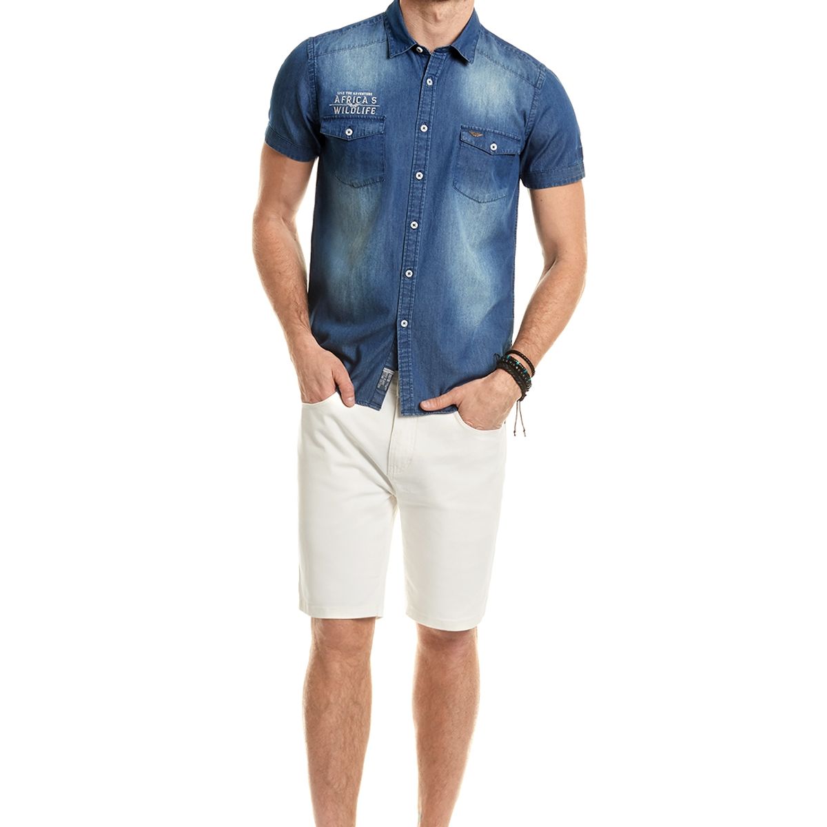 FEROUCH - Camisa Denim Patch Fj Azul Ferouch