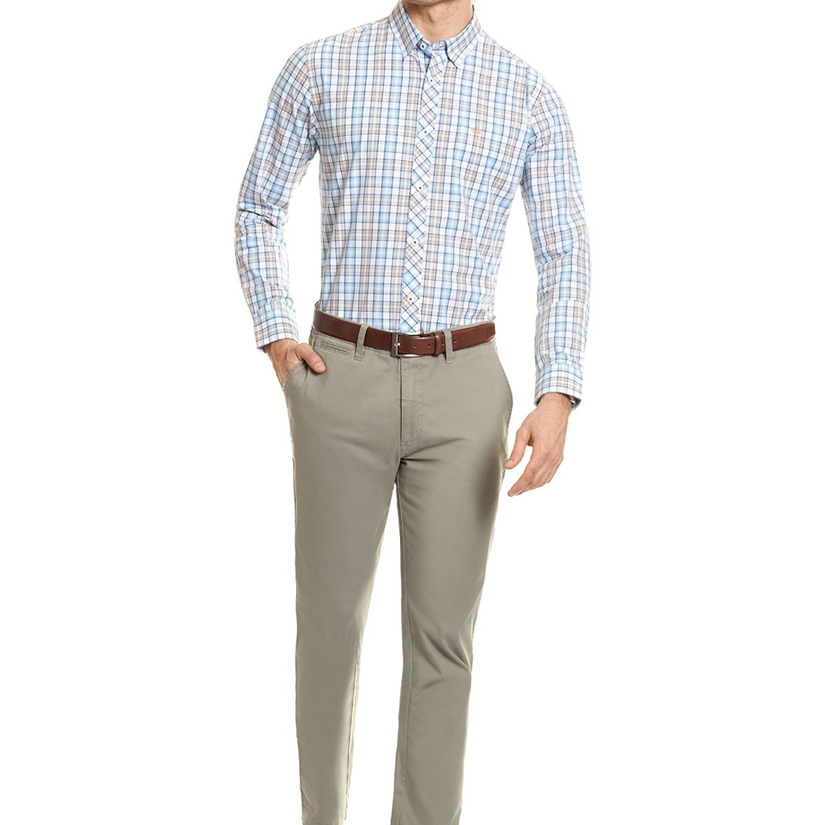 FEROUCH - Camisa Checkered Fontana Celeste Ferouch