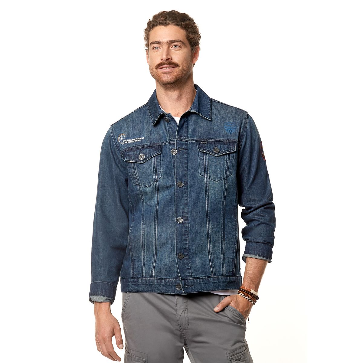 FEROUCH - Chaqueta Denim Con Parche Azul Ferouch