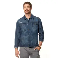 FEROUCH - Chaqueta Denim Con Parche Azul