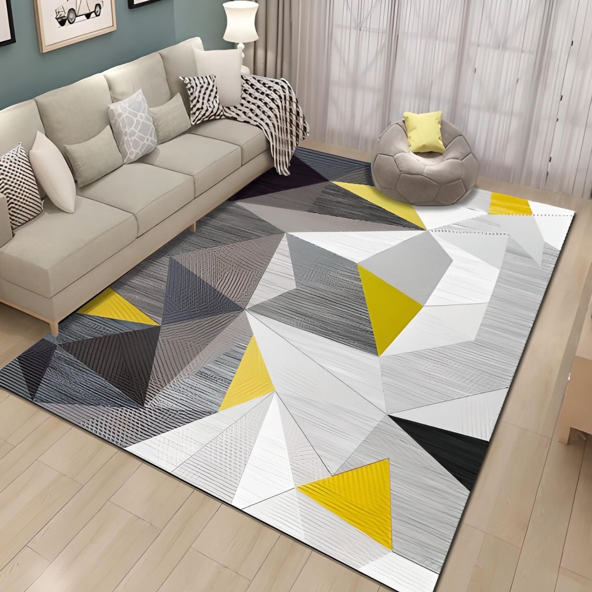 Alfombra Mediana 3d Moderna Para Living Hogar 120 X 160 Cm - Amarillo, marca CRUSEC - Foto Principal