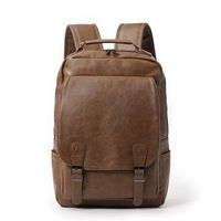 Mochila Hombre Cuero PU Porta Notebook Impermeable 17 Lt Gran Capacidad