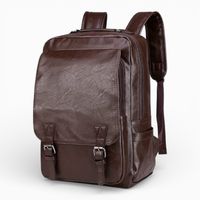 Mochila Hombre Cuero PU Porta Notebook Impermeable 17 Lt Gran Capacidad