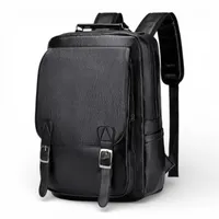Mochila Hombre Cuero PU Porta Notebook Impermeable 17 Lt Gran Capacidad