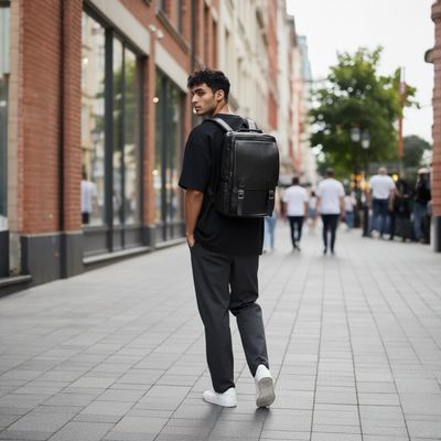 Imagen 2 del producto Mochila Hombre Cuero PU Porta Notebook Impermeable 17 Lt Gran Capacidad