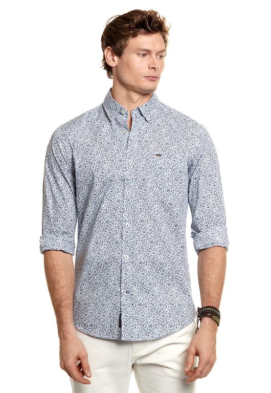 Camisa Estampada Irving Fj Azul Azul S