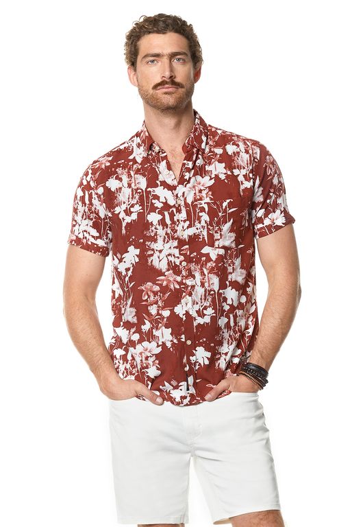 Camisa Estampada Oregon Fj Rojo Rojo S