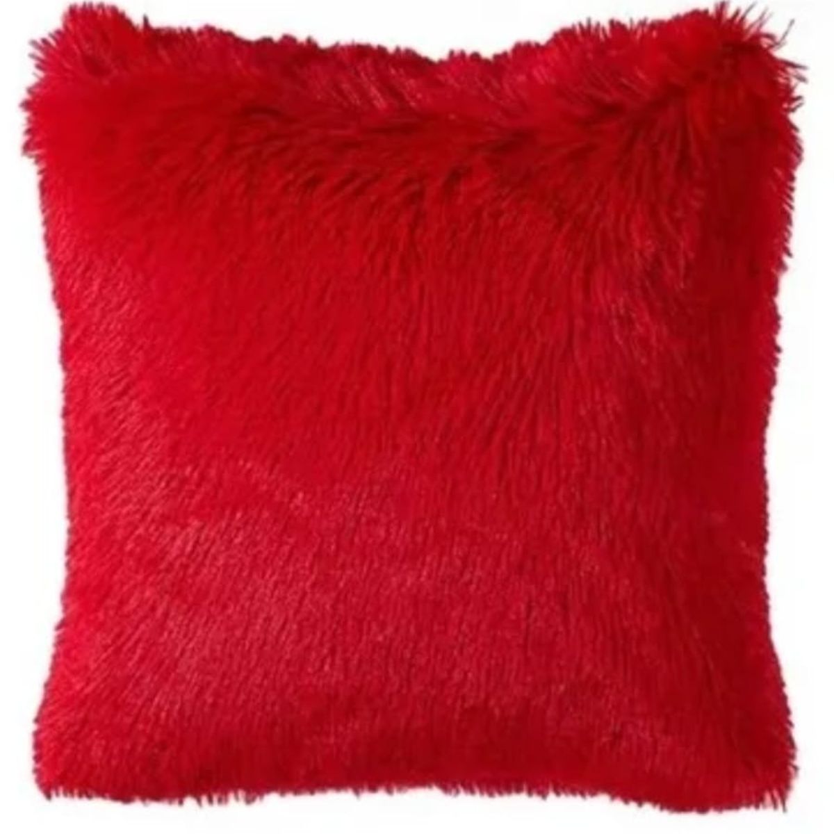 GENERICO - Funda de Cojin decorativo Peludo Tipo Shaggy 45x45cm- Color Rojo