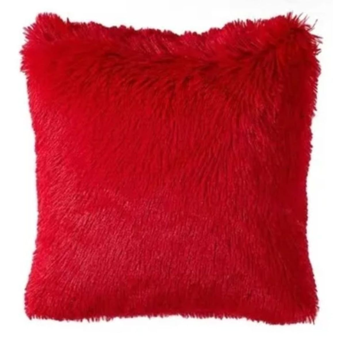 GENERICO - Funda de Cojin decorativo Peludo Tipo Shaggy 45x45cm- Color Rojo