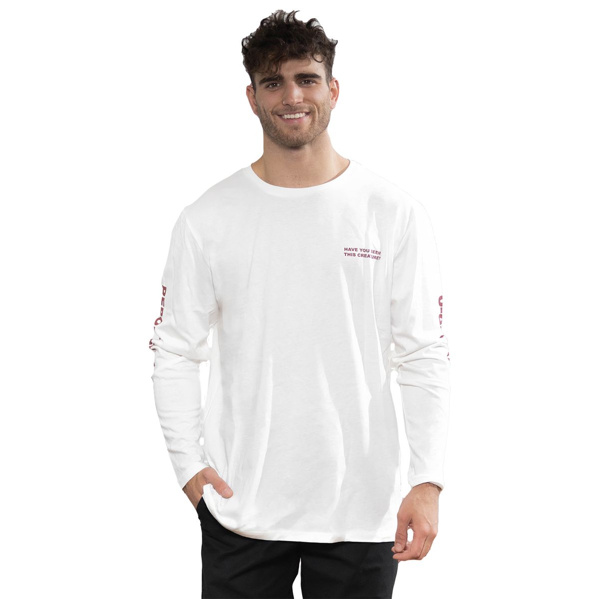 FALCONE - Polera Orgánica Lake Creature Manga Larga Blanco Hombre Falcone