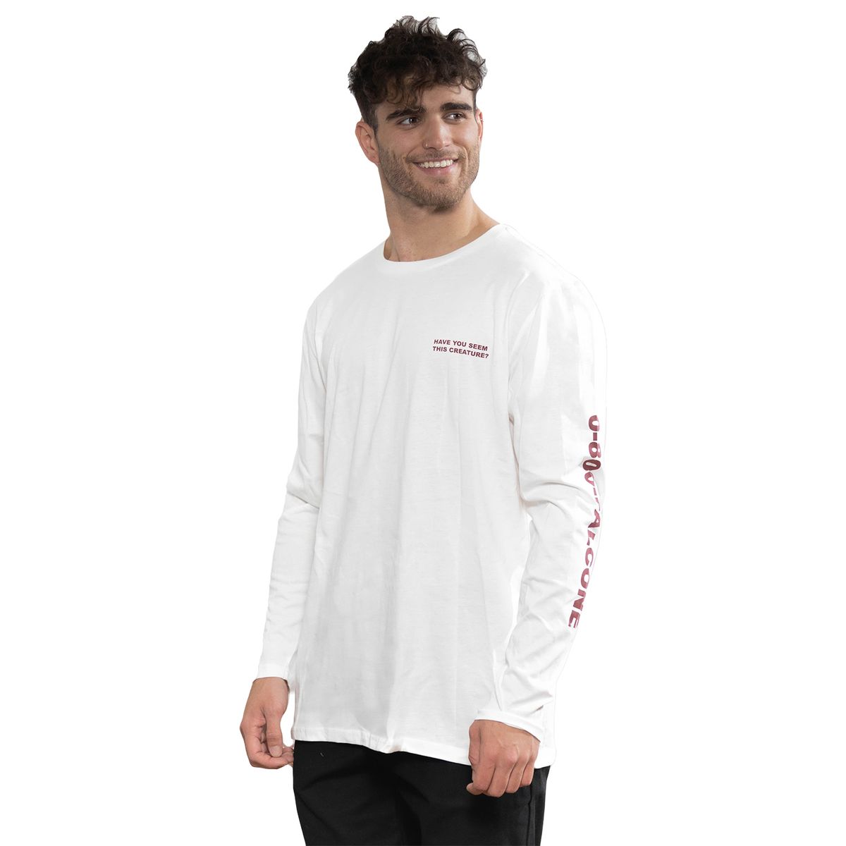 FALCONE - Polera Orgánica Lake Creature Manga Larga Blanco Hombre Falcone