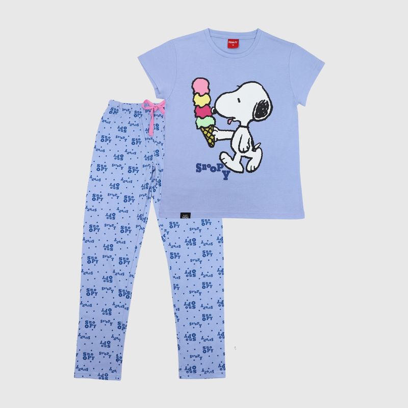 SNOOPY - Pijama Niña Ice Cream Morado Snoopy