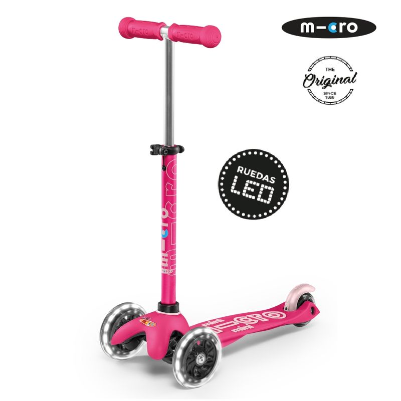 MICRO - Scooter Micro Mini Deluxe LED Rosado, Niños 2 a 5 años