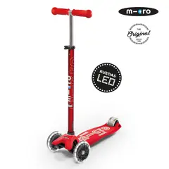 MICRO - Scooter Maxi Deluxe LED Rojo, Niños 5 a 12 años