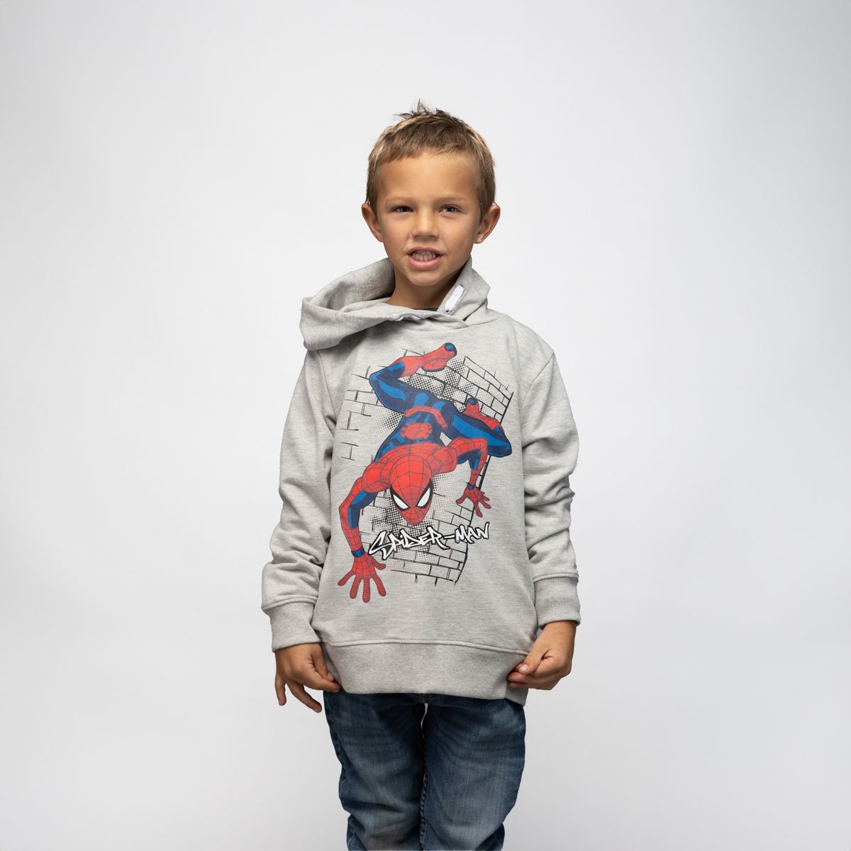 MARVEL - Poleron Niño Spiderman On The Wall Gris Marvel